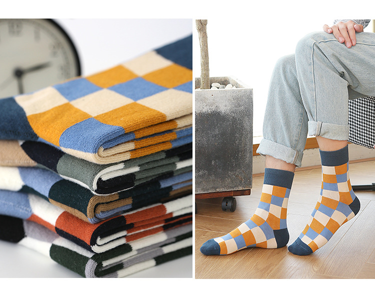 Pánské Casual Podkolenky s Kostkovaným Vzorem