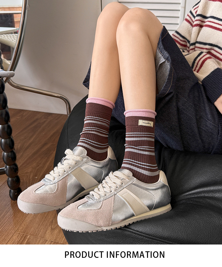 Dámské Žebrované Pruhované Podkolenky Slouch