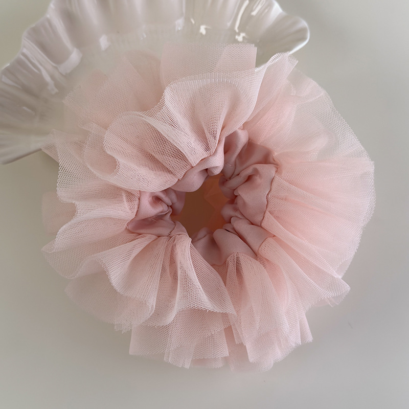 ピンク繊細レースプリンセスバレエスクランチー