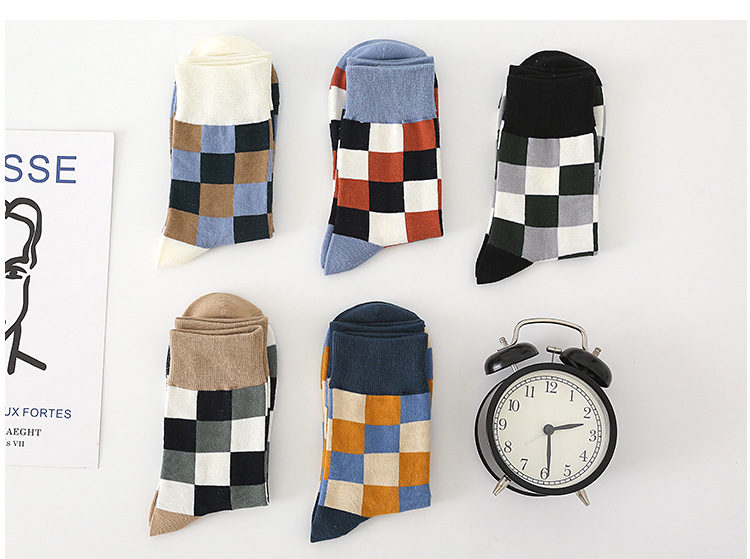 Pánské Casual Podkolenky s Kostkovaným Vzorem