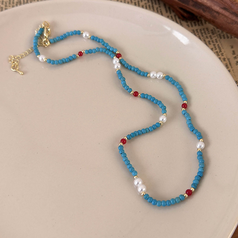 Геометричне намисто-чокер з перлами