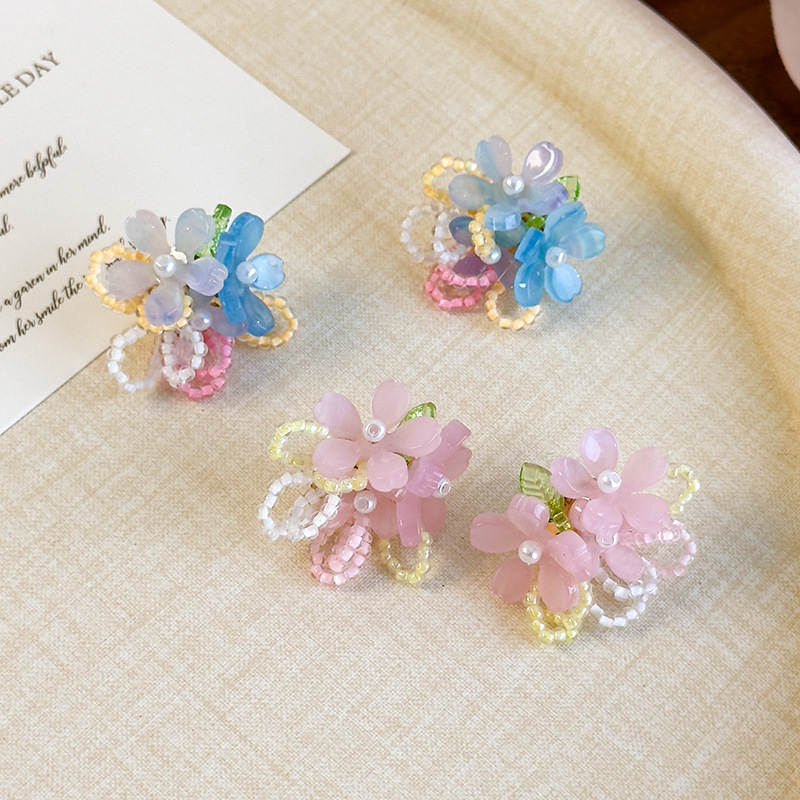 컬러풀 비즈 플라워 귀걸이