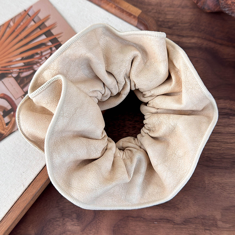 Röd Läder Dubbelskikts Scrunchie