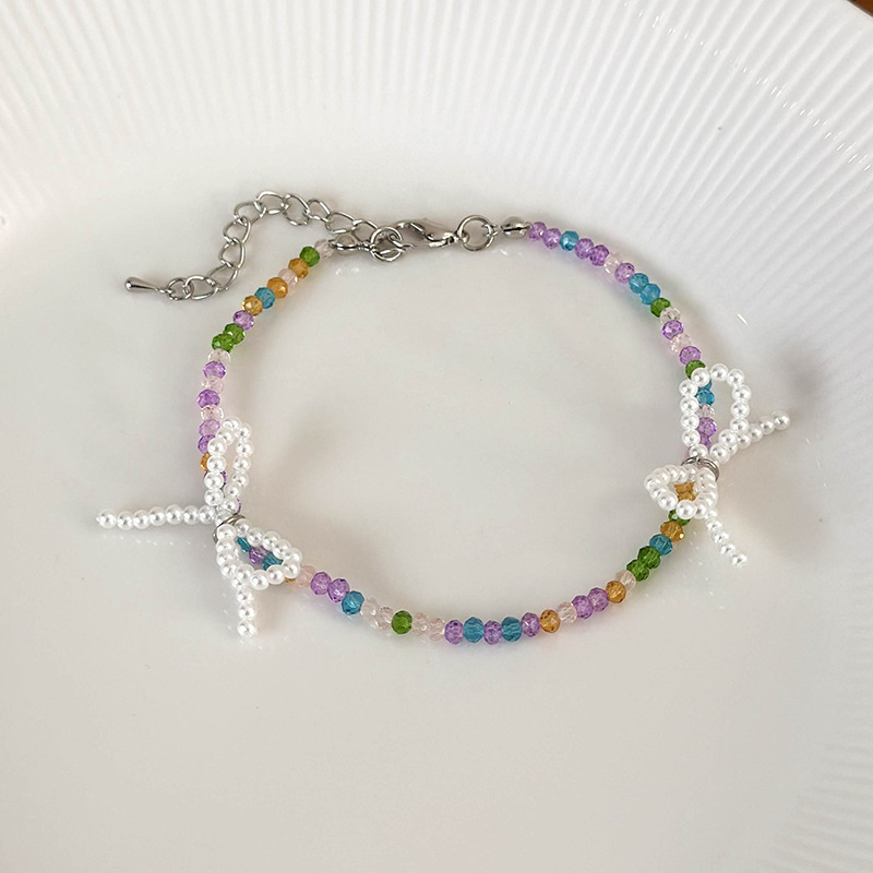 Pastel İnci Fiyonk Kolye Bileklik Seti