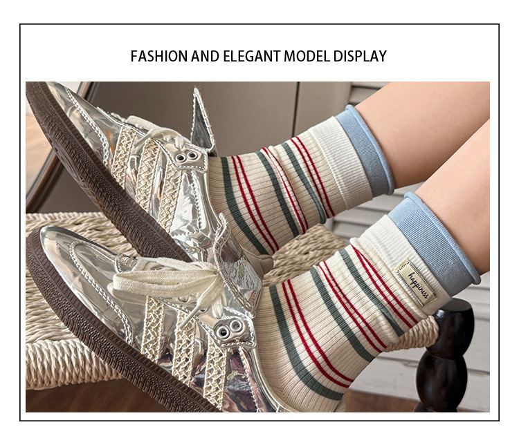 Dámské Žebrované Pruhované Podkolenky Slouch