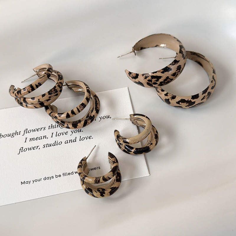 Cercei Dublu cu Print de Leopard