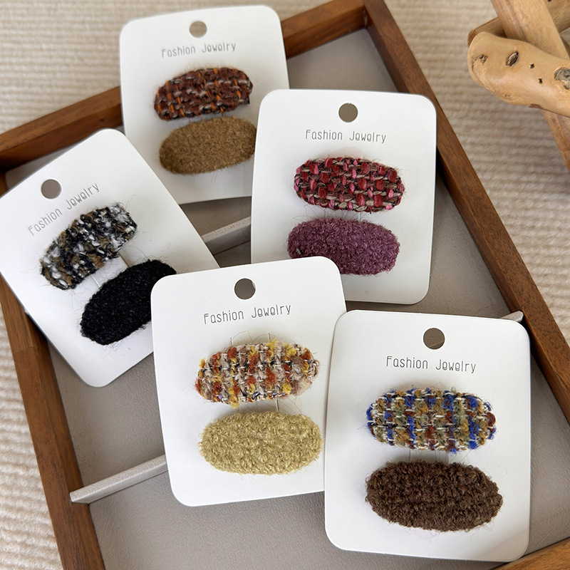 Pinzas de Pelo Ovaladas de Tweed para Niñas