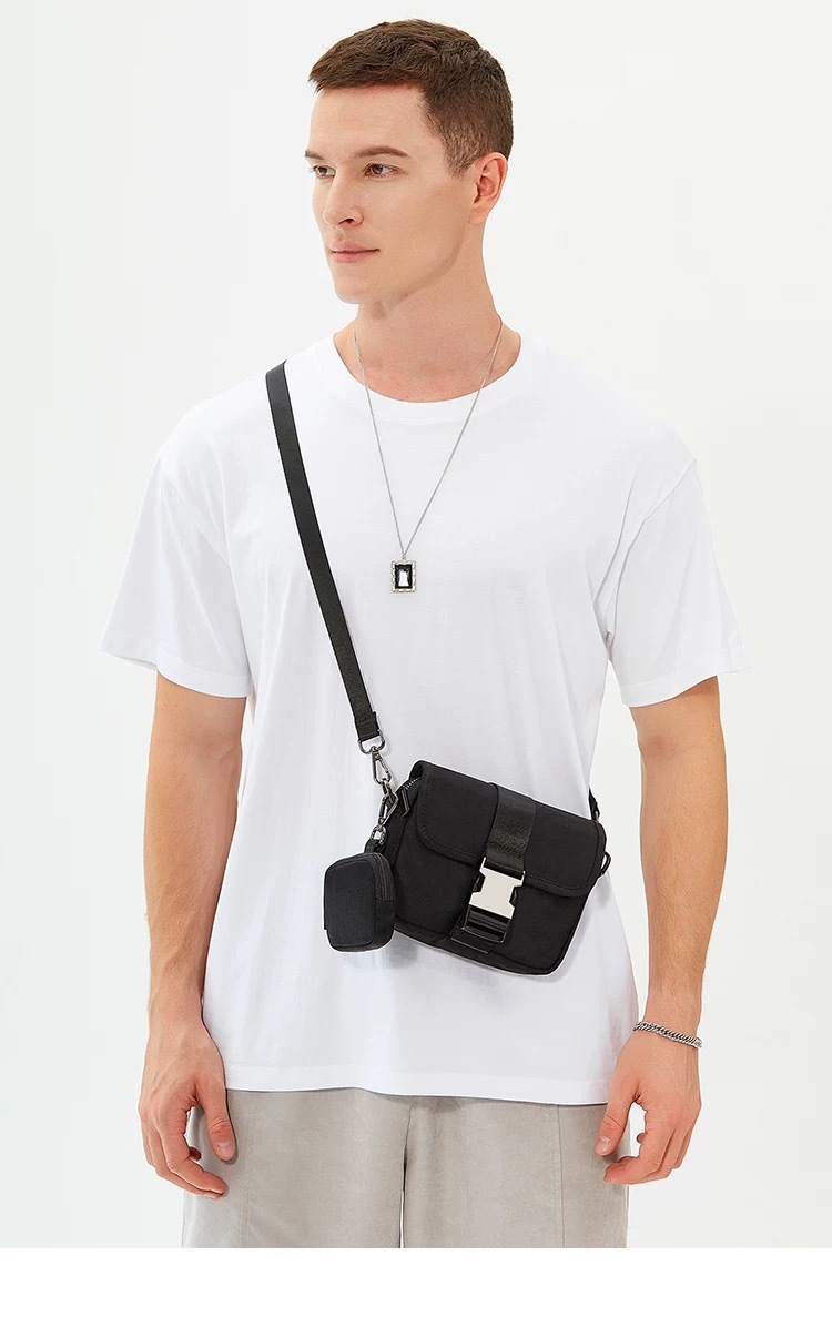 Saco Transversal Preto de Duas Peças para Homem