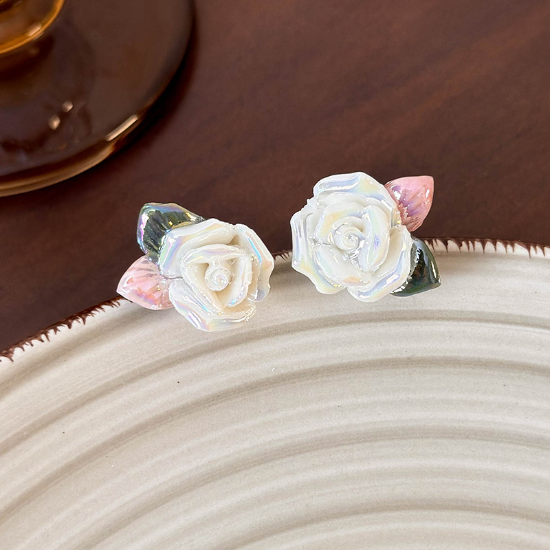 프렌치 빈티지 세라믹 플라워 이어링