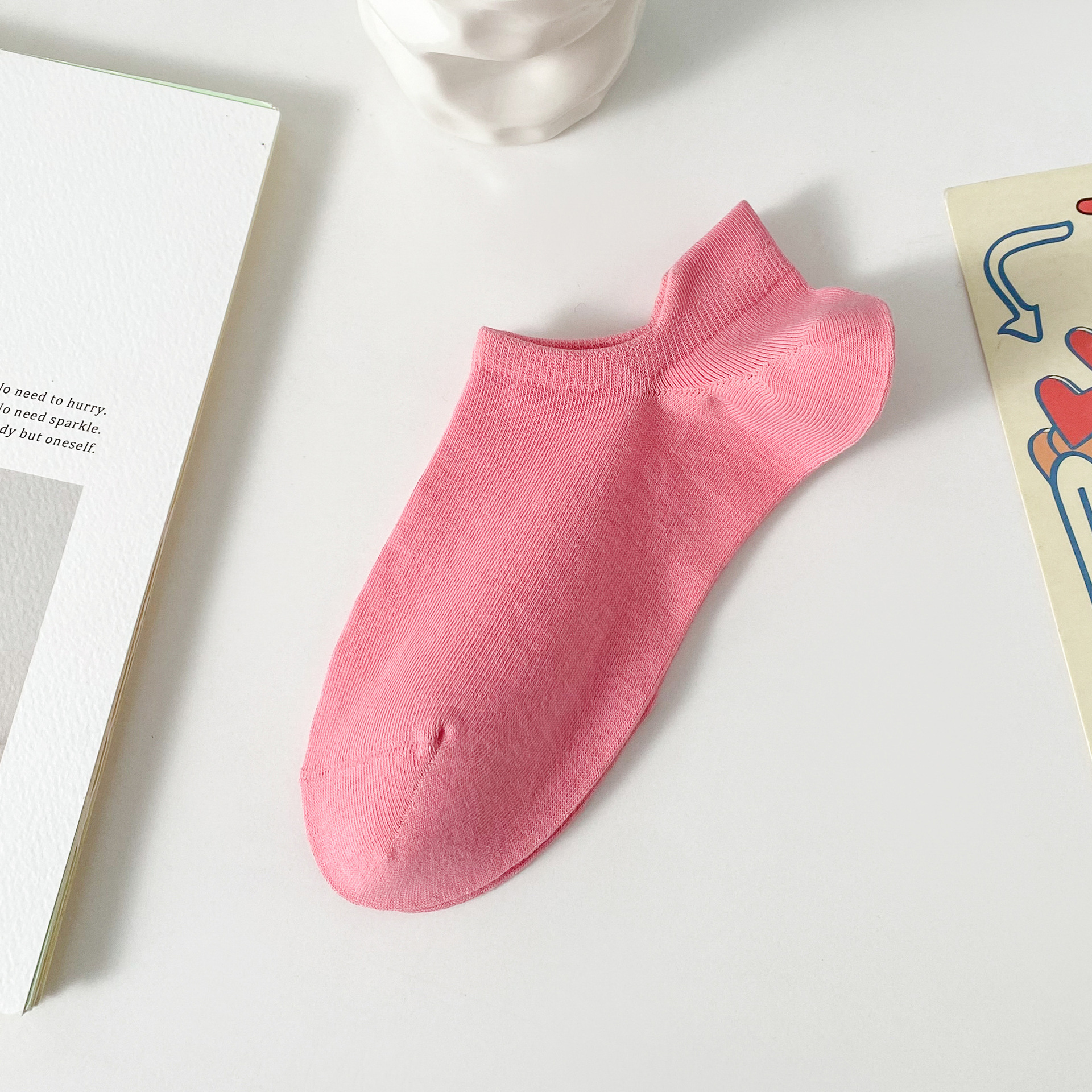 여성용 파스텔 컬러 인비저블 앵클 삭스