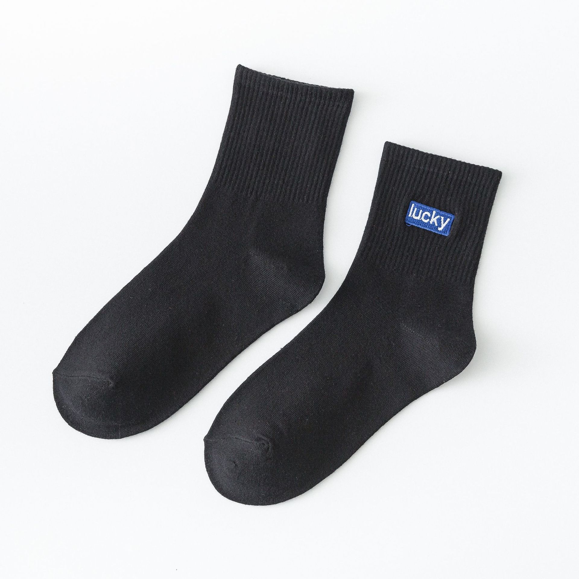 Meias Mid-Calf Bordadas com Letras