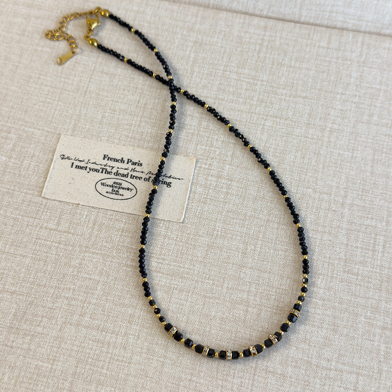 Намисто з Чорним Онiксом та Цирконієм