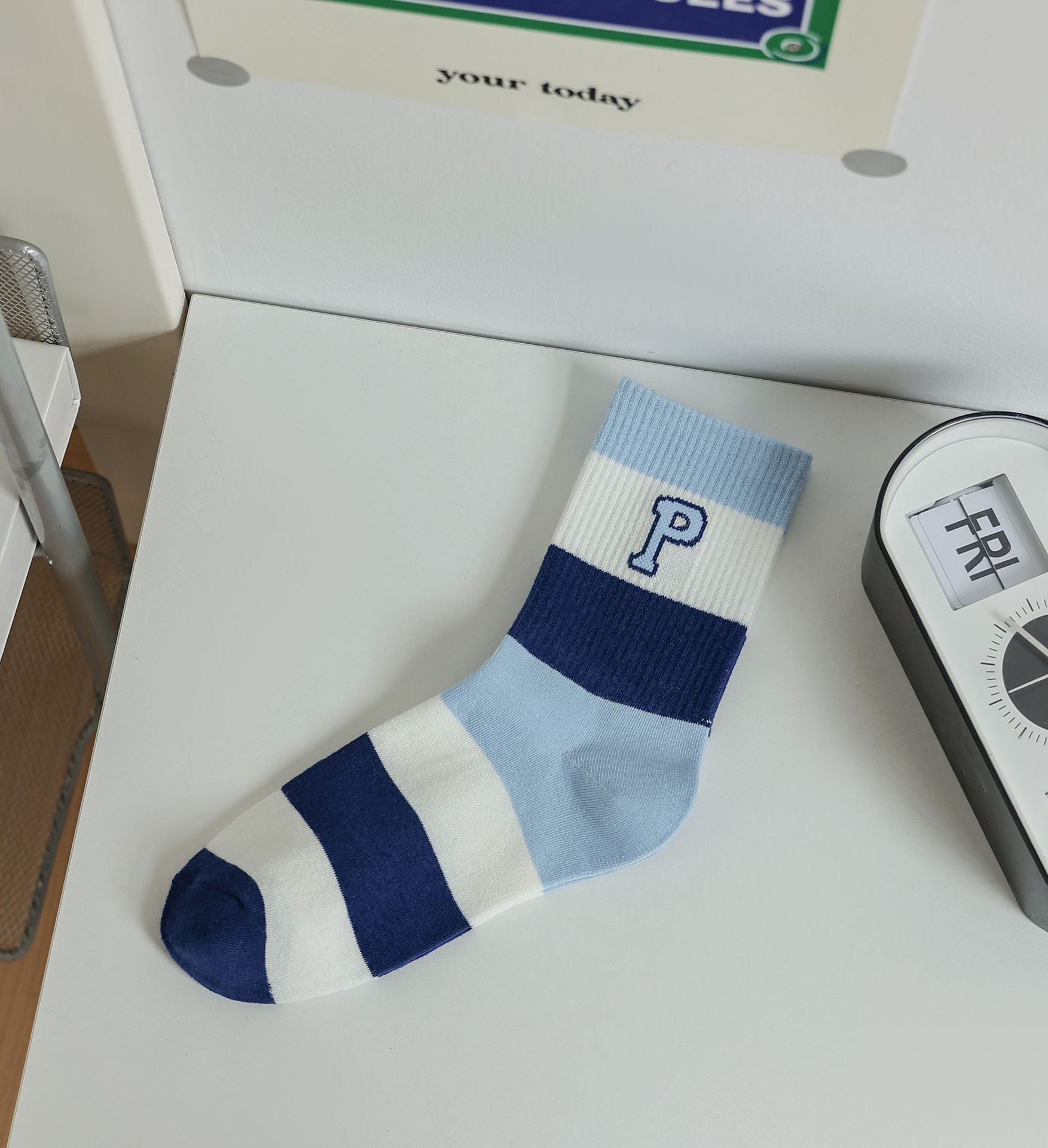 Meias Meia-Altura de Algodão com Letras