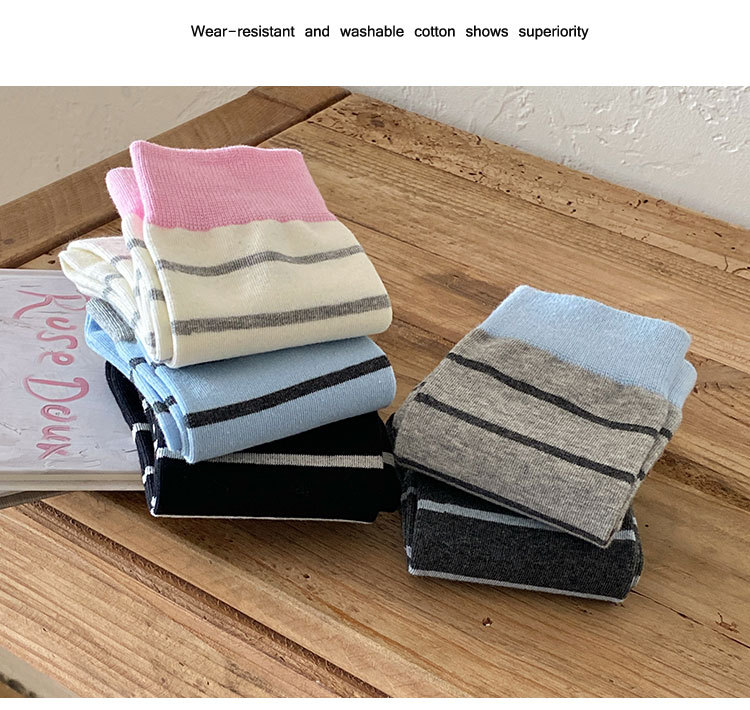 Meias Mid-Calf com Bloco de Cor Listradas para Mulher