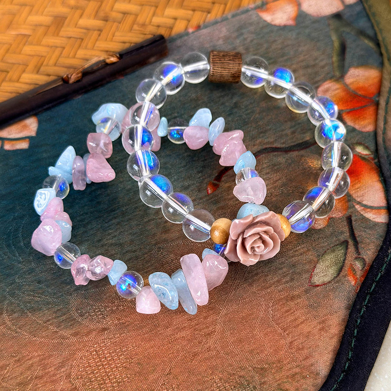 Браслет з намистом Рожевий Туман