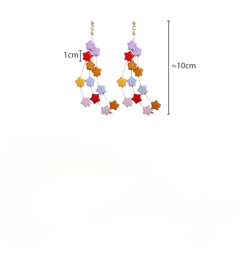 Orecchini Pendenti con Nappe Stelle Colorate