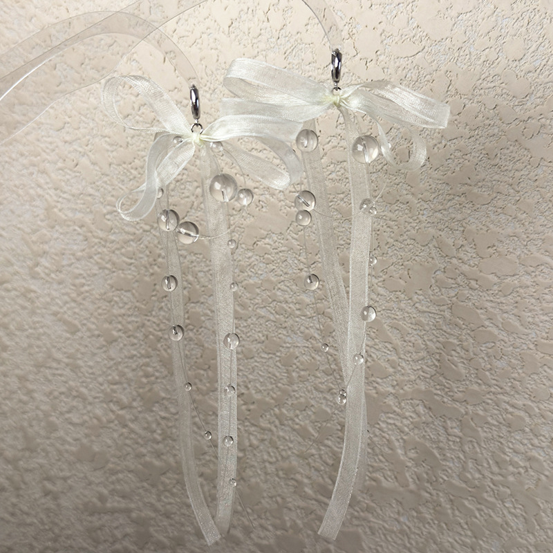 발레 스타일 리본 보우 이어링 & 목걸이