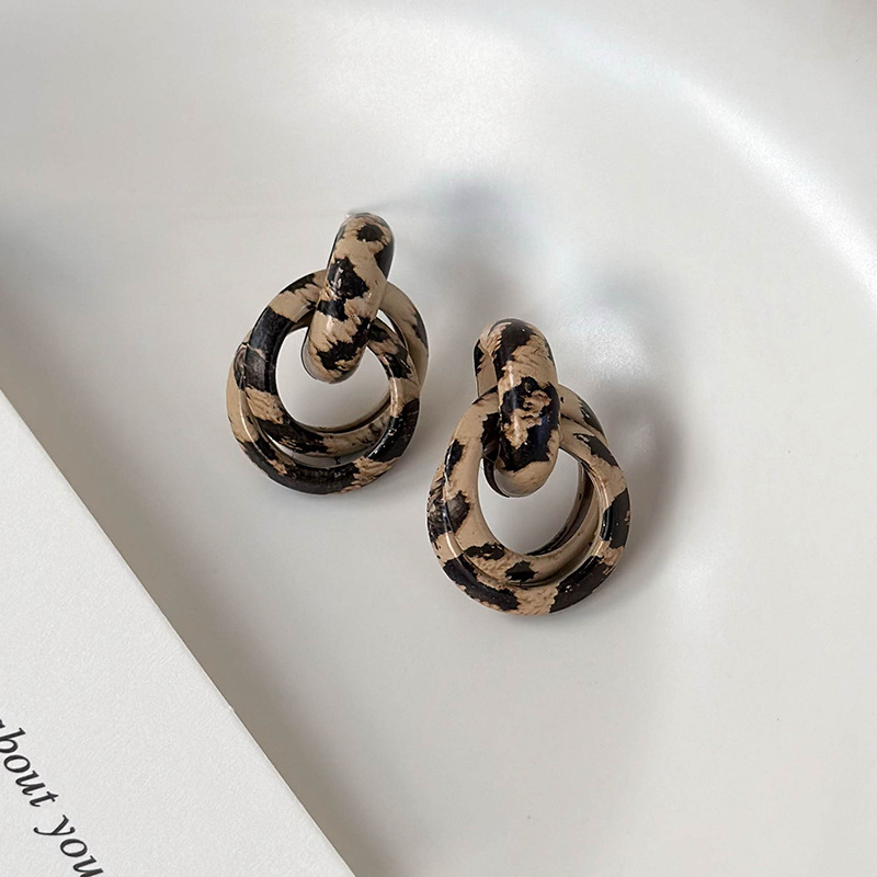 Cercei Dublu cu Print de Leopard