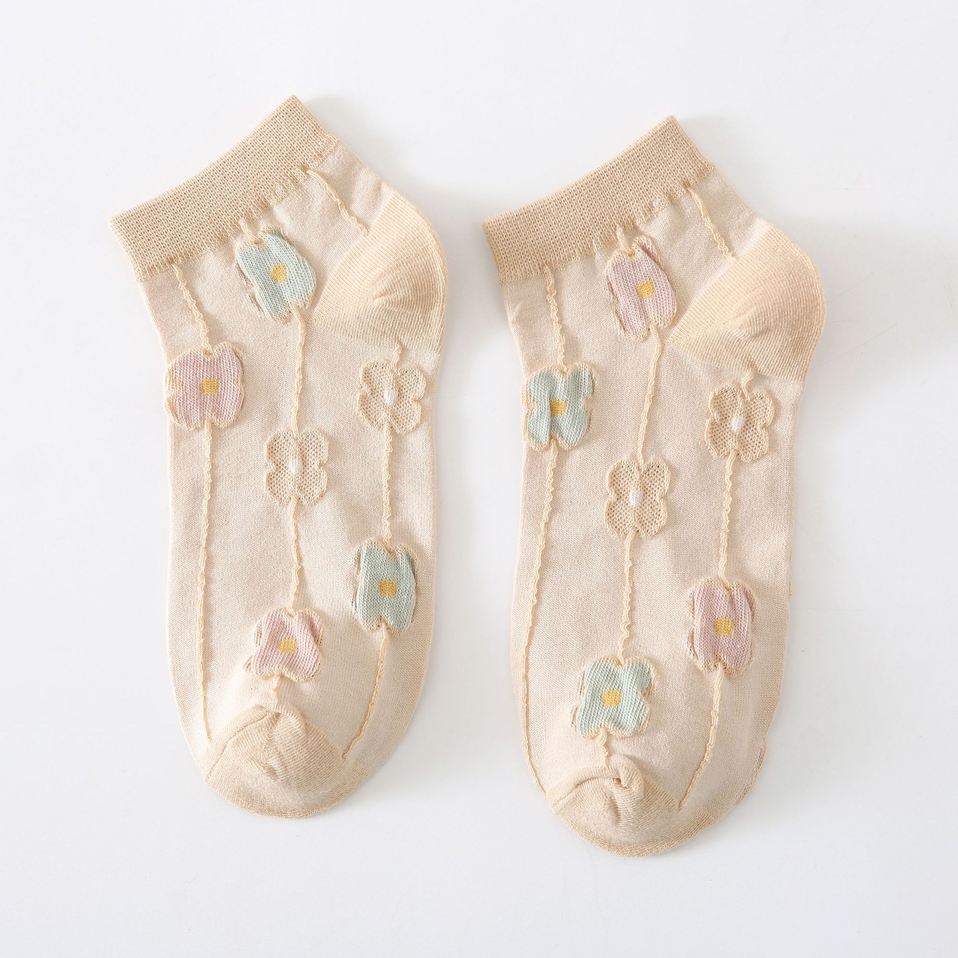 Kaus Kaki No-Show Wanita Motif Bunga