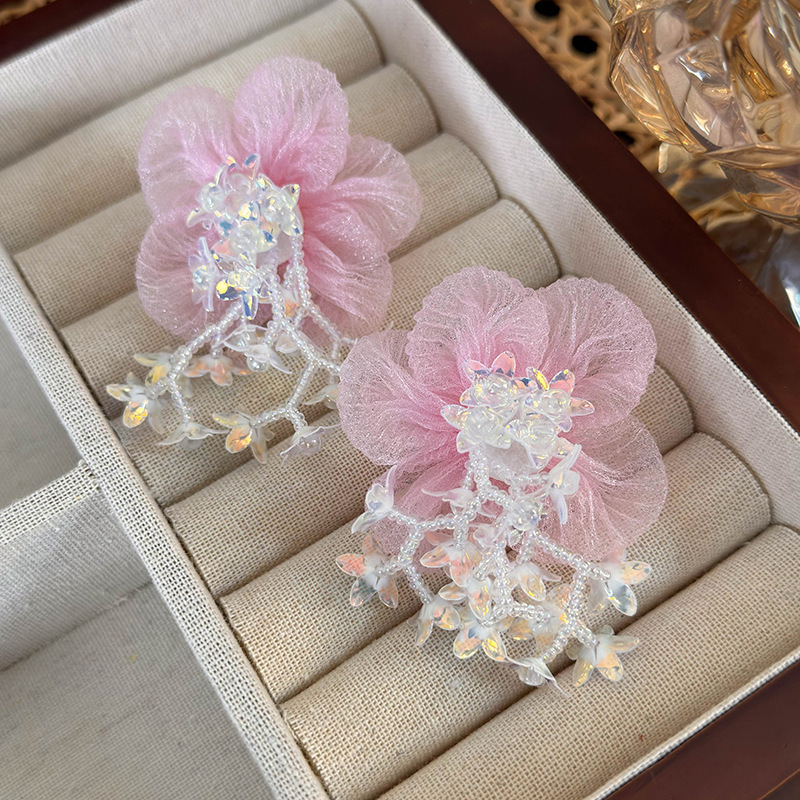 메쉬 플라워 이어링