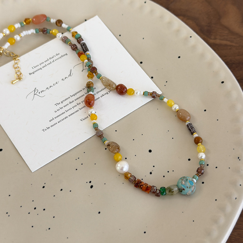 Natural Stone Pearl Bead Necklace