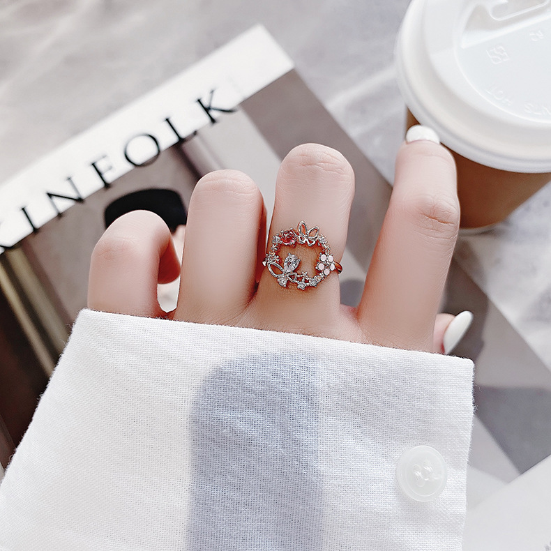 Floral Heart Open Ring