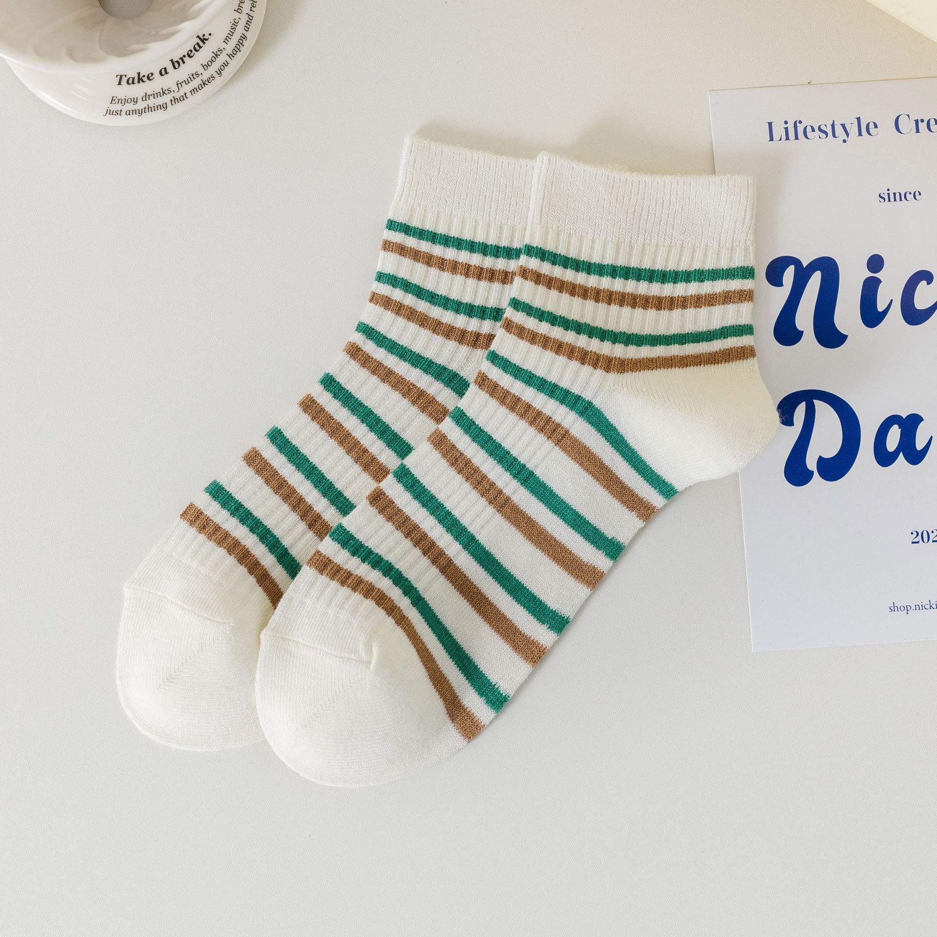 Randiga Bomullsstrumpor