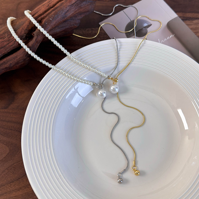 펄 스네이크 체인 목걸이