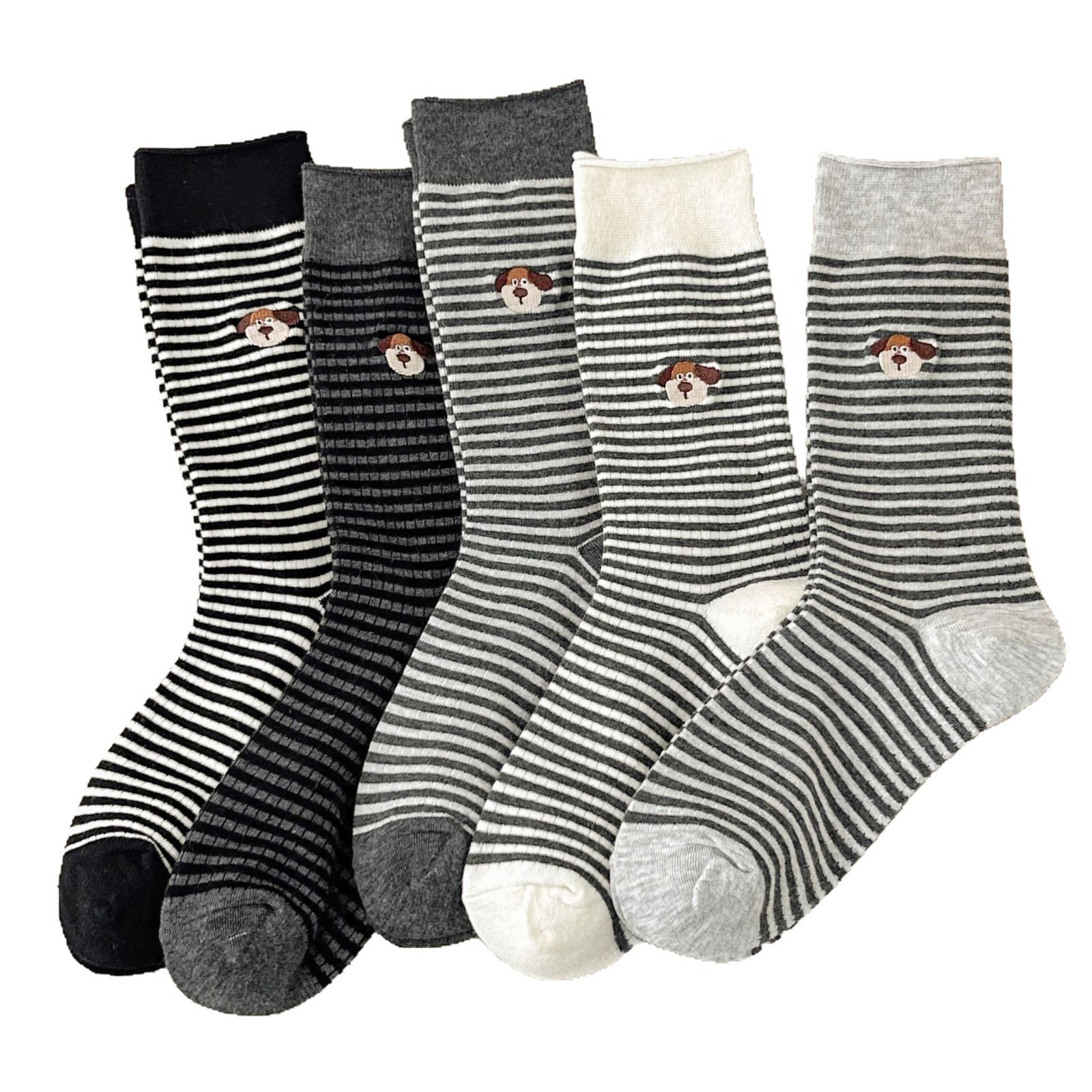 Meias de algodão bordadas com cachorro