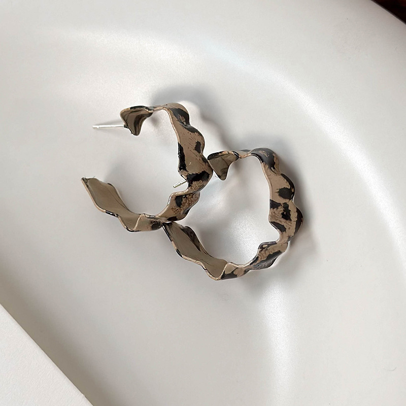 Cercei Dublu cu Print de Leopard