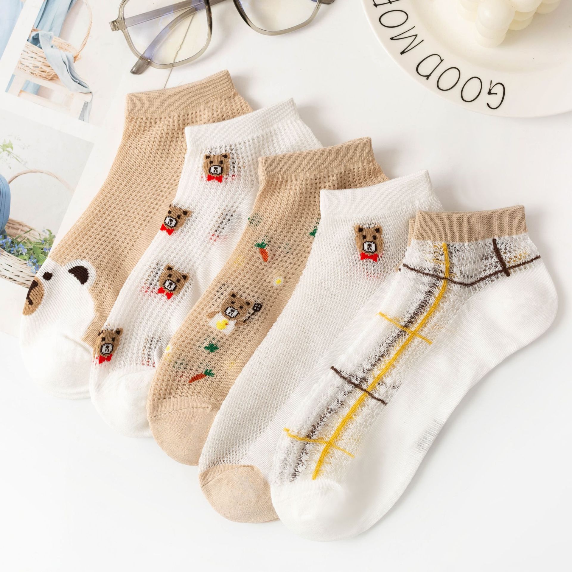 Cartoon Bear Ankle Socks