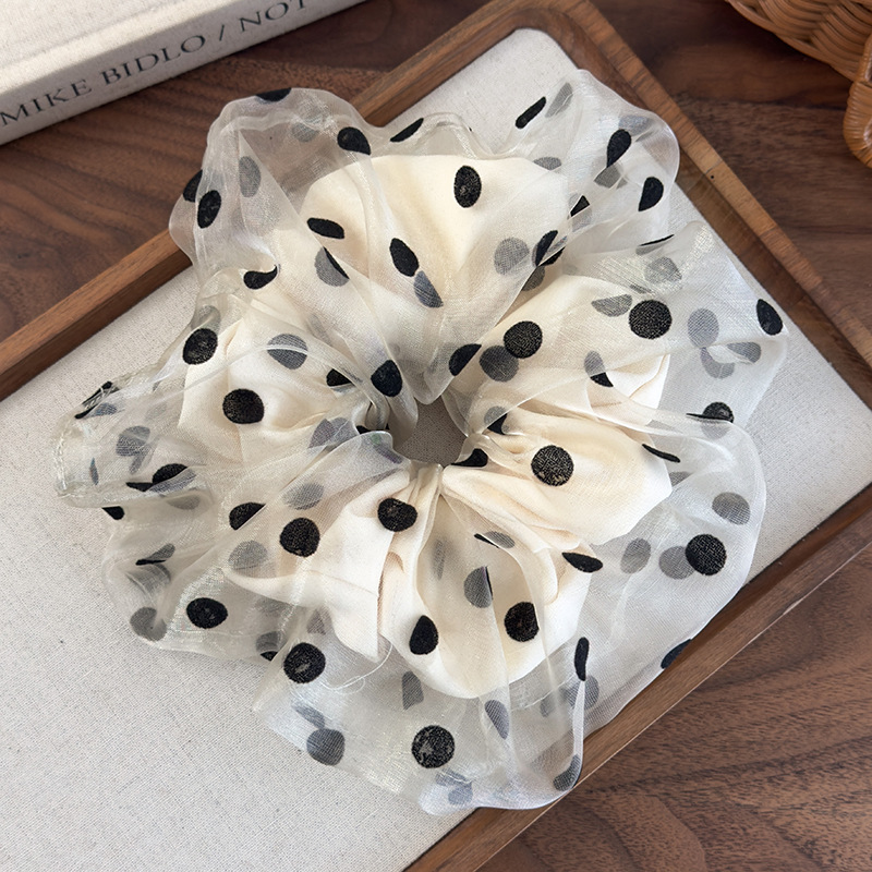 Scrunchie Organza Szara Podwójna Warstwa