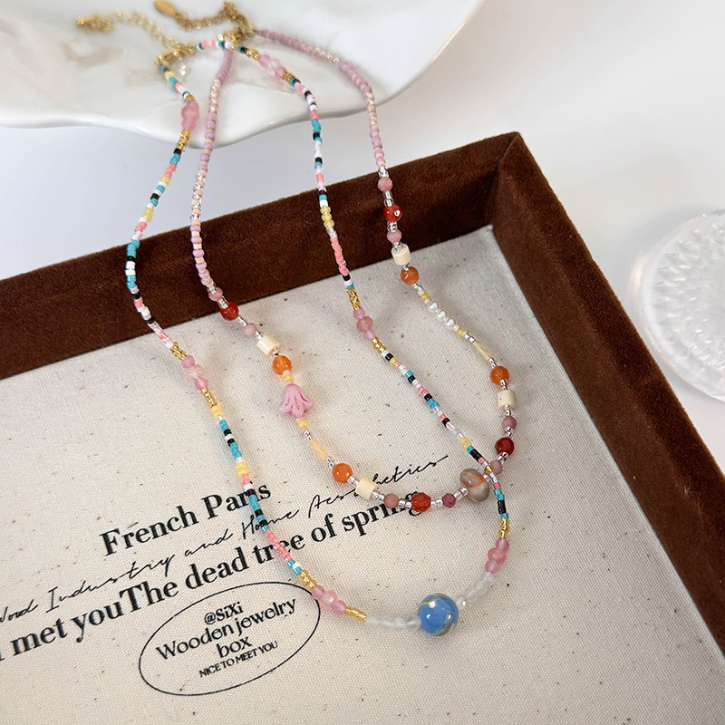 Багатошарове Намисто з Кольорових Натуральних Камінних Намистин