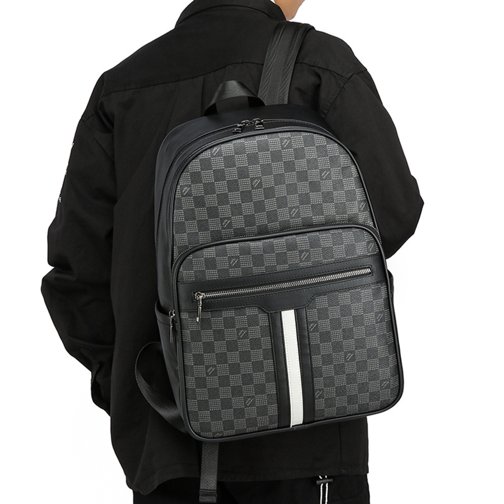 Чоловічий рюкзак у стилі шкіри з шаховою клітинкою