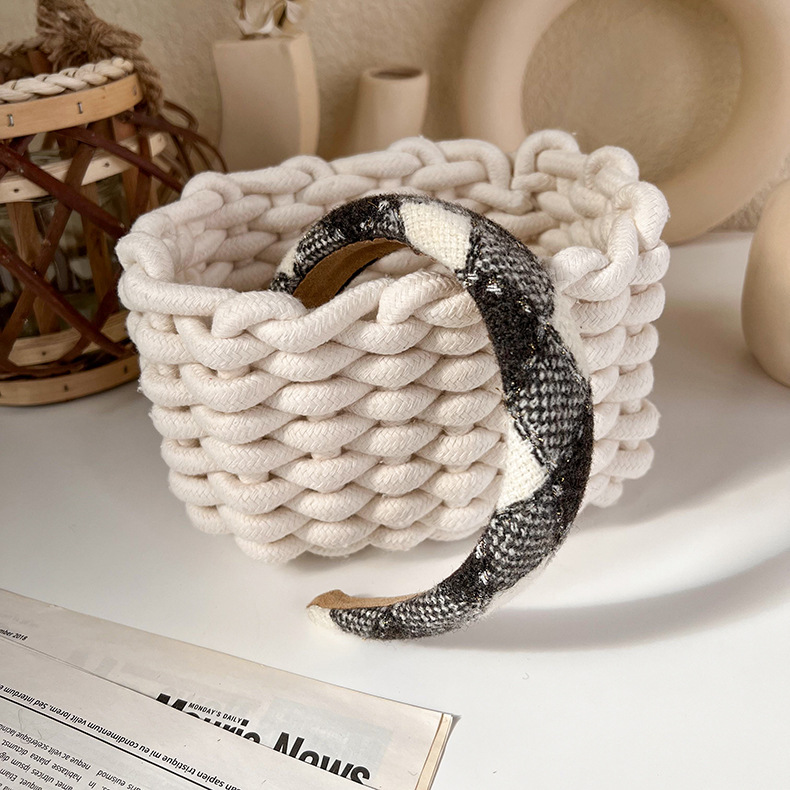 Bandă de Păr Tricotată Gri