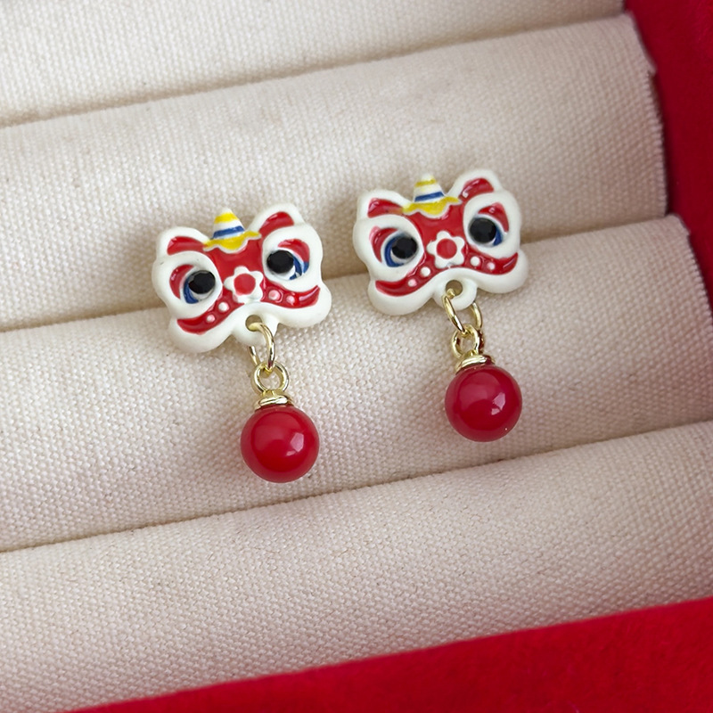 Lion Dance Pearl Earrings