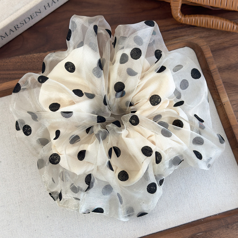 Scrunchie Organza Szara Podwójna Warstwa