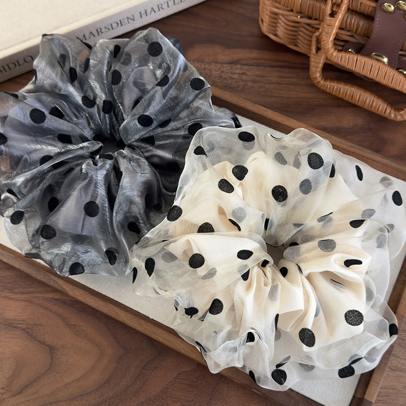 Scrunchie Organza Szara Podwójna Warstwa