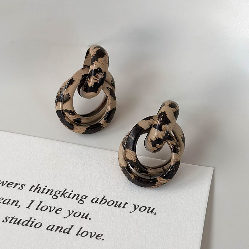 Cercei Dublu cu Print de Leopard