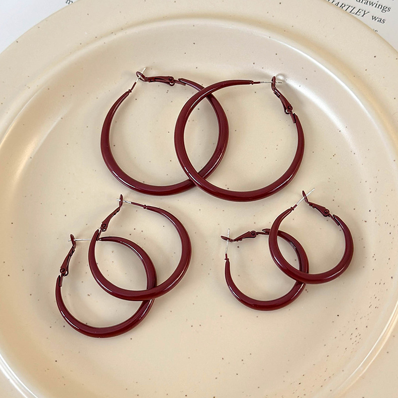 Brincos de Argola Vermelho Vintage