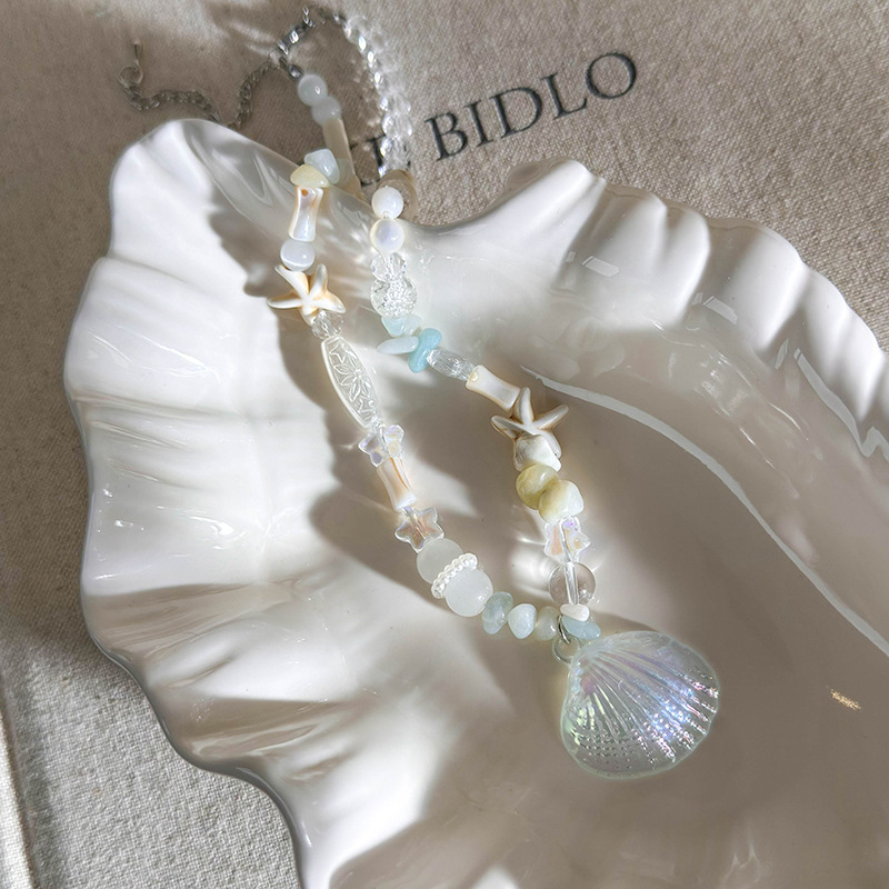 สร้อยคอหินธรรมชาติเปลือกหอยดวงดาว