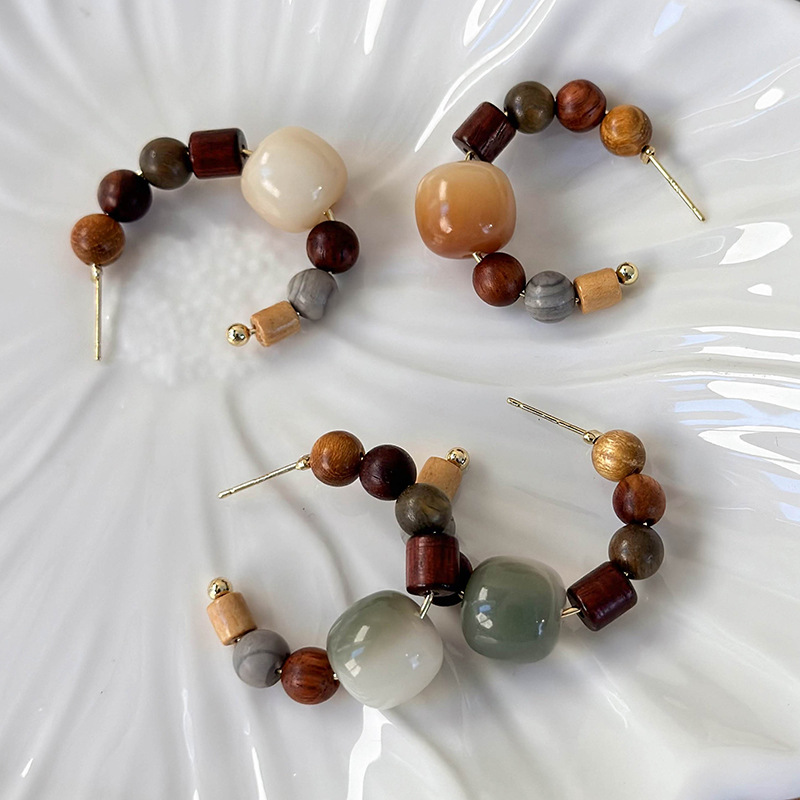 Orecchini a Cerchio in Legno Vintage