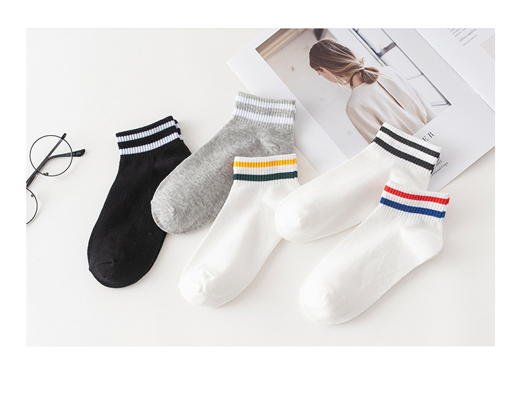 여성용 투 스트라이프 발목 양말
