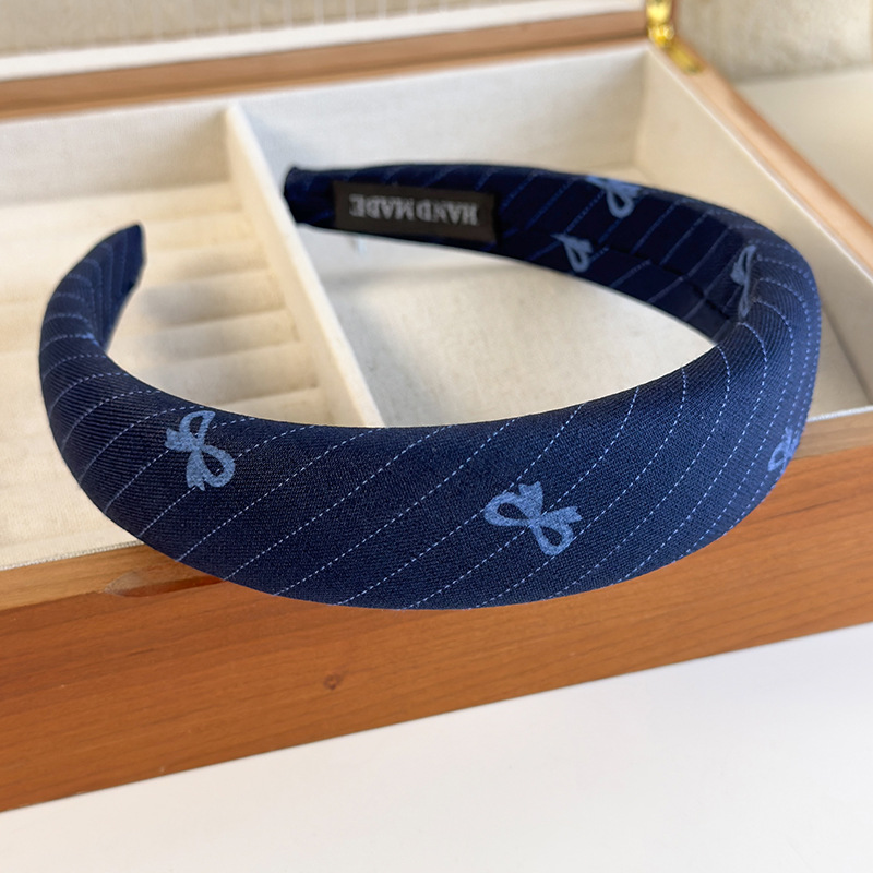 Diadema con Lazo de Cuadros Azules