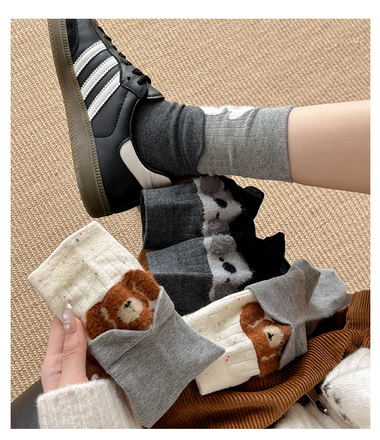 Meias Meia-Canela Mulher Flockada Desenho Animado