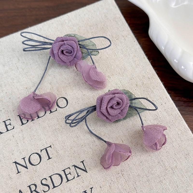 Vintage Růžové Květinové Náušnice