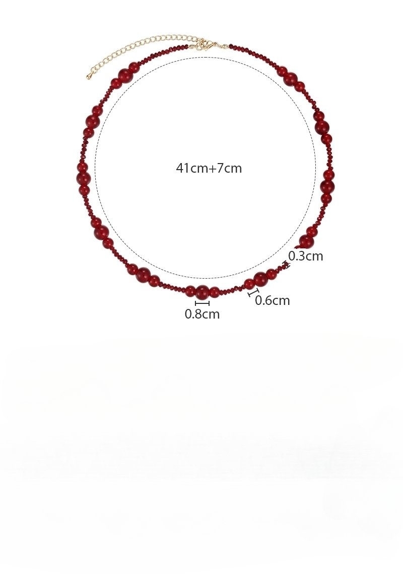 빈티지 버건디 비즈 목걸이