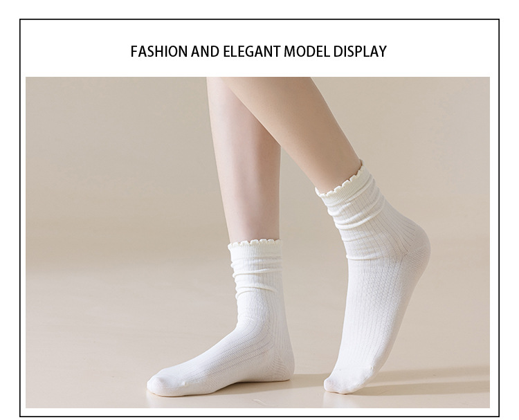 Meias Tombadas com Borda Folhos para Mulher