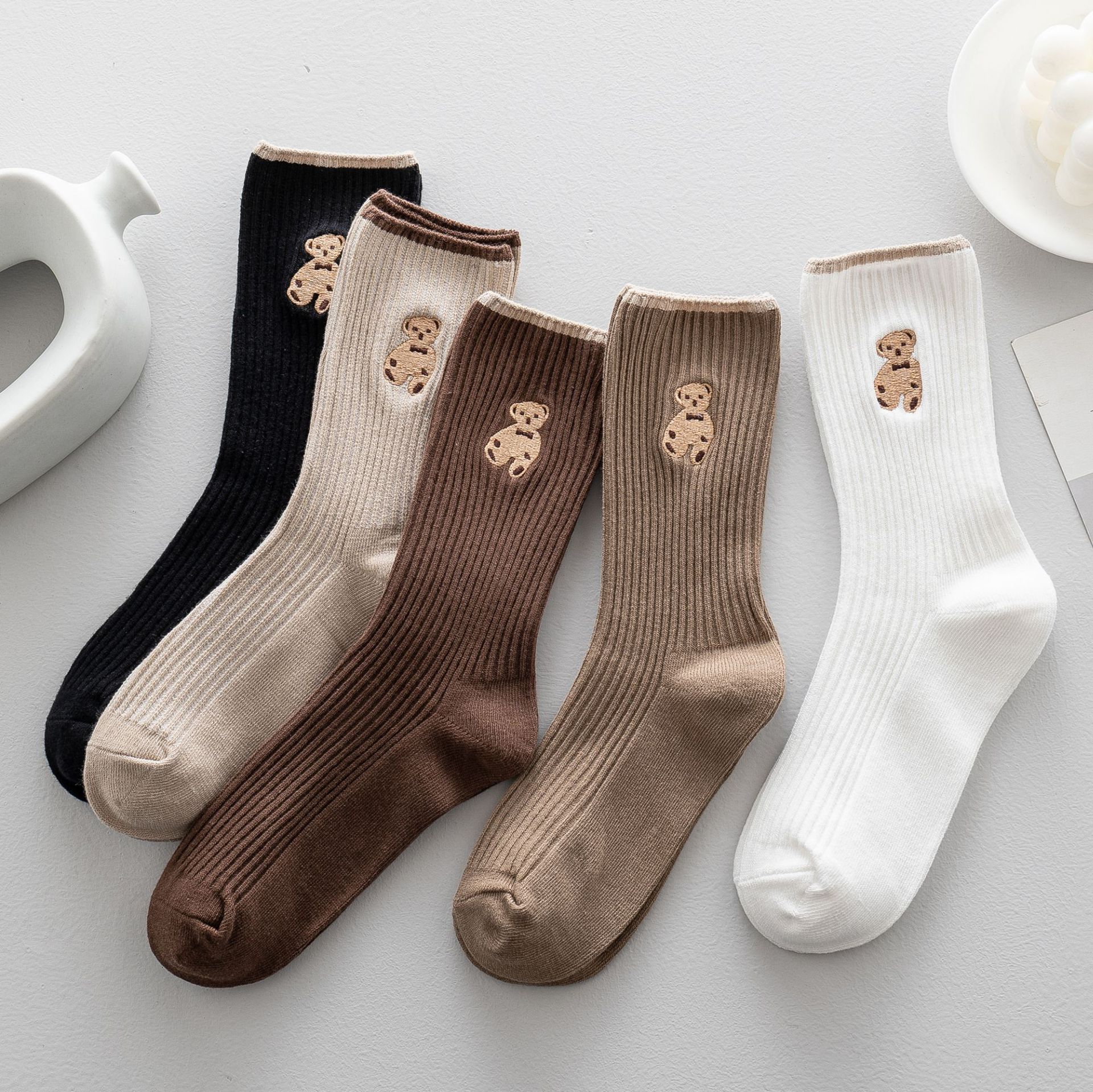 Жіночі бавовняні шкарпетки з ведмедиком-мультфільмом