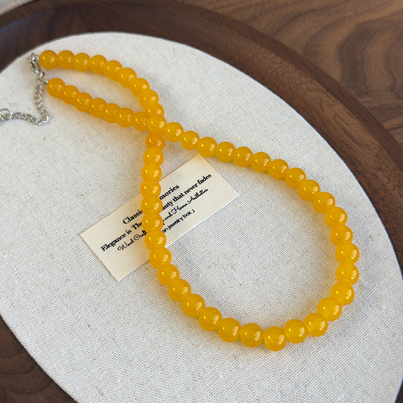 Жовте Склоподібне Намисто Вінтаж